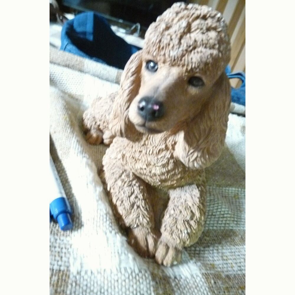 Vintage 1988 Sandicast Sandra Brue Large Poodle Dog Sculpture 9.5" Hand Painted